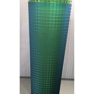 Starbucks Winter 2022 - Mountain Dew Green Grid Tumbler‎ Cold Cup Venti 24 oz
